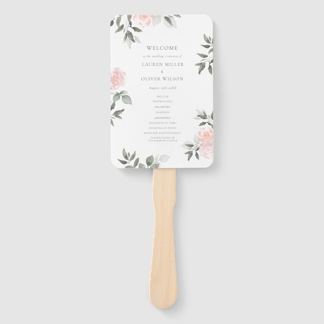 Garden Blooms Wedding Program Hand Fan Fächer (Vorderseite)