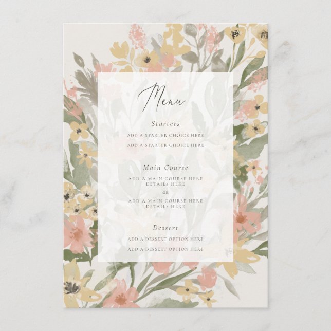 Garden Blüh Menu Card Menükarte (Vorderseite)