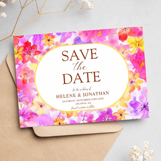 Garden Blume Boho Wildblume Save The Date (Garden Flowers Boho Wildflower Elegant Wedding Save The Date)