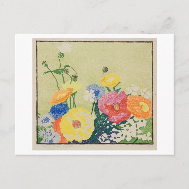 Garden Blume Gemälde von Hopkins Postcard Postkarte (Vorderseite)