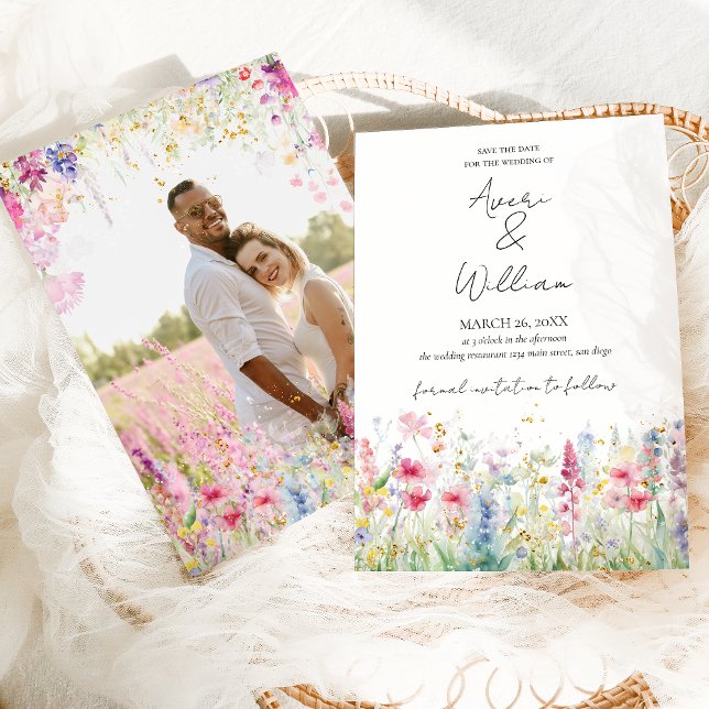 Garden Blume Wasserfarbe Modernes Foto Hochzeit Save The Date (Von Creator hochgeladen)