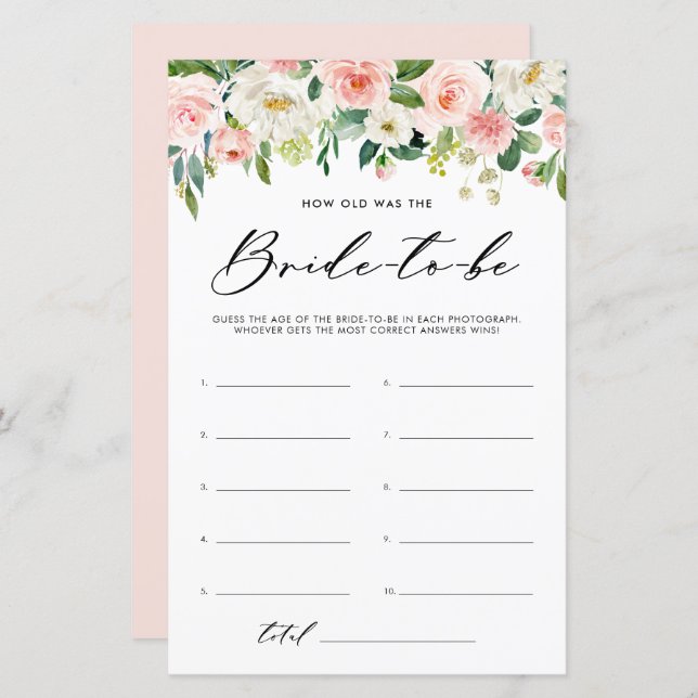 Garden Blume wie alt war das Brautduschenspiel (Vorne/Hinten)