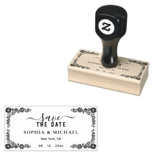 Garden Blumenrahmen Modern Save the Date Hochzeit Gummistempel