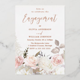 Garden Blush Rose Gold Engagement Party Folieneinladung