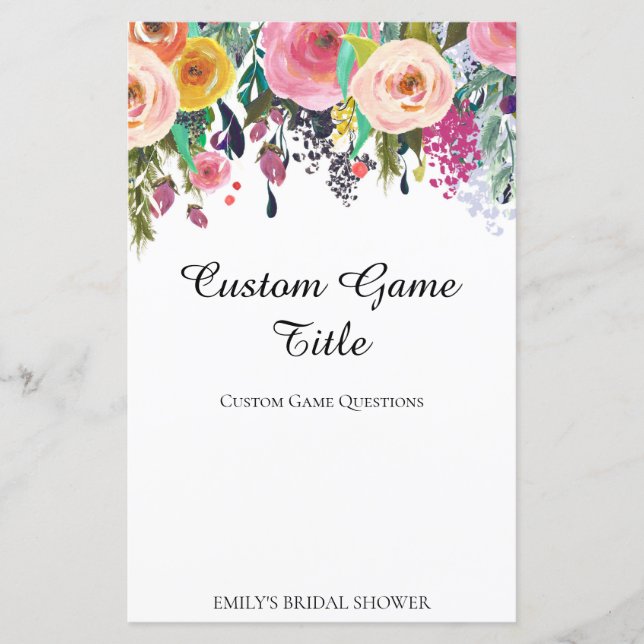 Garden Brautparty Game PRINED (Vorderseite)