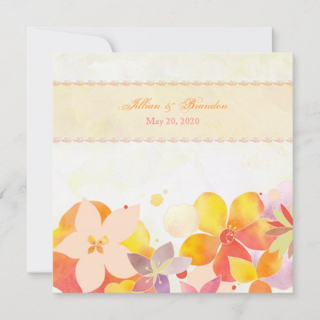 Garden Breeze Wasserfarben Hochzeit der Blumen Einladung (Vorderseite)