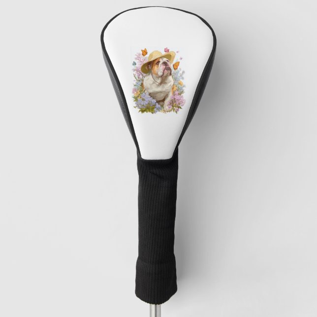 Garden Bulldog � Floral Funny Dog Golf Headcover (Vorderseite)