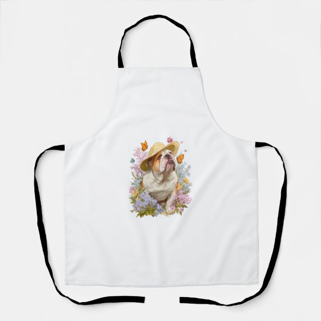 Garden Bulldog � Floral Funny Dog Schürze (Vorderseite)
