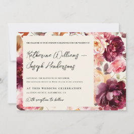 Garden Burgundy Script calligraphy Details Wedding Einladung