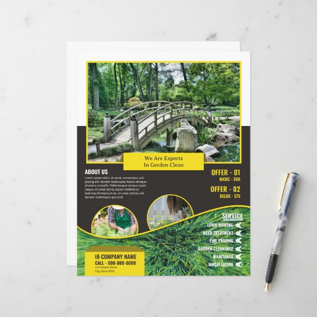 Garden Care Service Flyer Template (Vorderseite/Rückseite Beispiel)