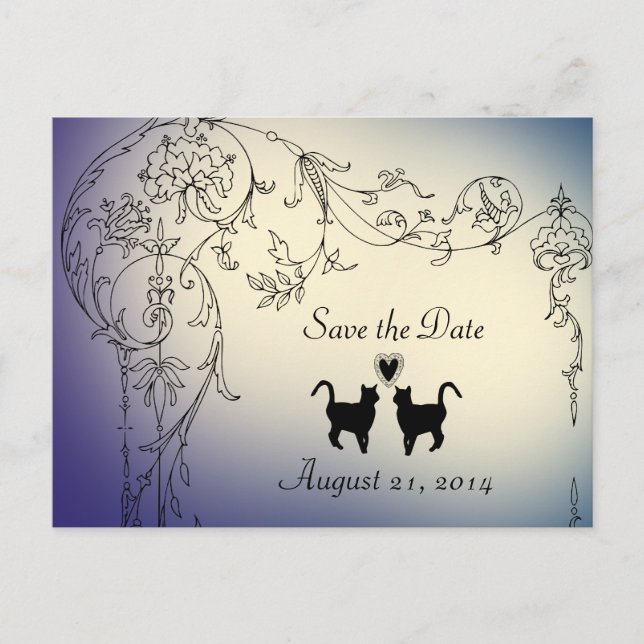 Garden Cats Lovers Save the Date Ankündigungspostkarte (Vorderseite)