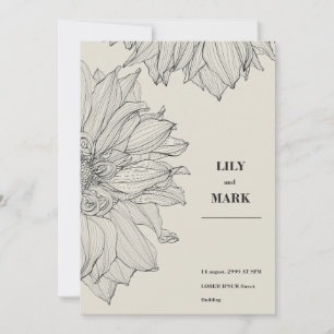 Garden Dahlia Blume. Hintergrund graviert. Einladung