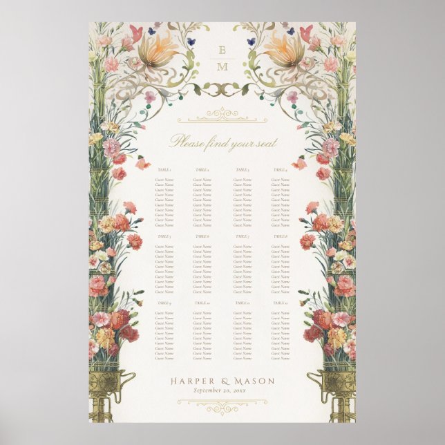 Garden Elegance Blumenzwiebelkarte Poster (Vorne)