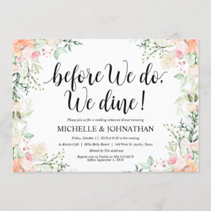 Garden Elegance Hochzeitliches Probe Dinner Einladung