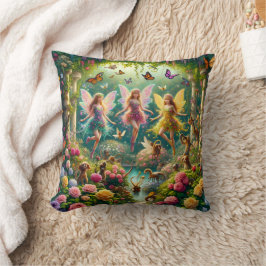 Garden Fairies Enchanted Bloom Trio Square Pillow Kissen