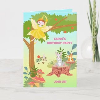 Garden Fairy mit Tierfreunden Geburtstagsparty Einladung