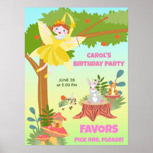 Garden Fairy mit Tierfreunden Geburtstagsparty Poster