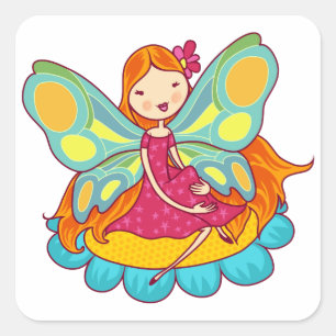 Garden Fairy Quadratischer Aufkleber