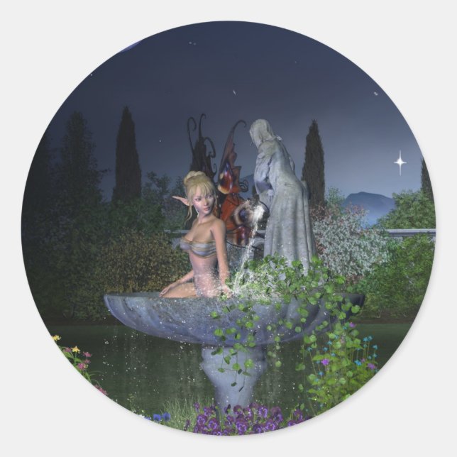 Garden Fairy Runder Aufkleber (Vorderseite)