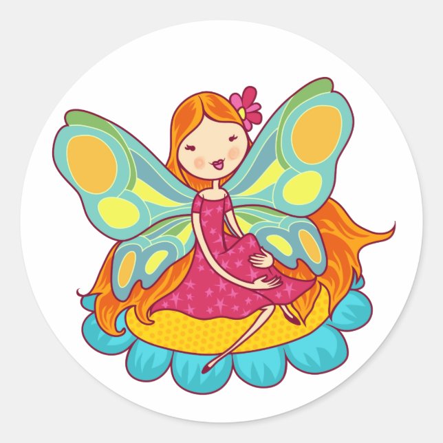 Garden Fairy Runder Aufkleber (Vorderseite)
