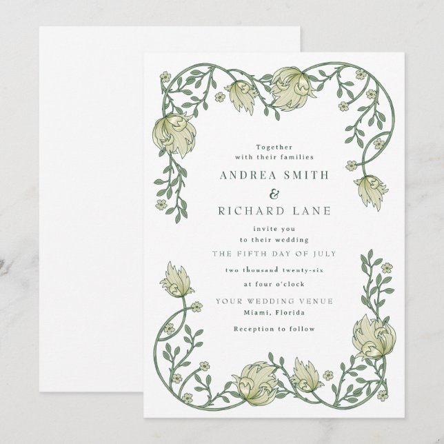 Garden Fairytale Wedding Invitations (Devant / Derrière)