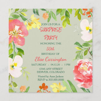 Garden Floral Border Geburtstagsparty Einladung