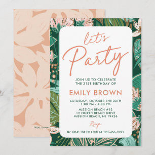 Garden Floral Lasst uns jeden Geburtstag Party. Einladung