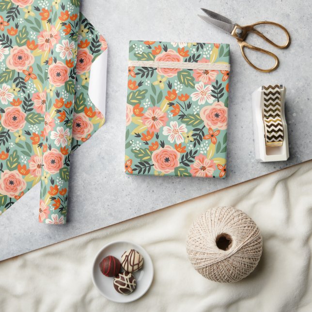Garden Floral Pattern Geschenkpapier (Kunsthandwerk)