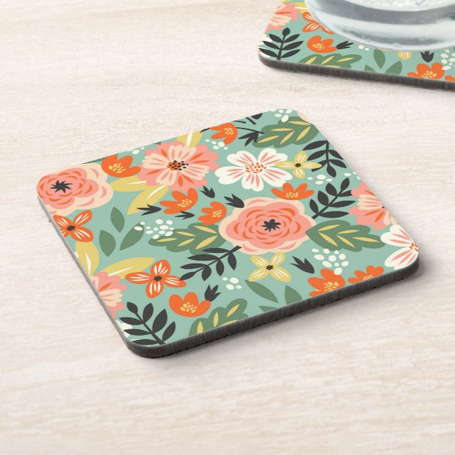 Garden Floral Pattern Getränkeuntersetzer (Linke Seite)