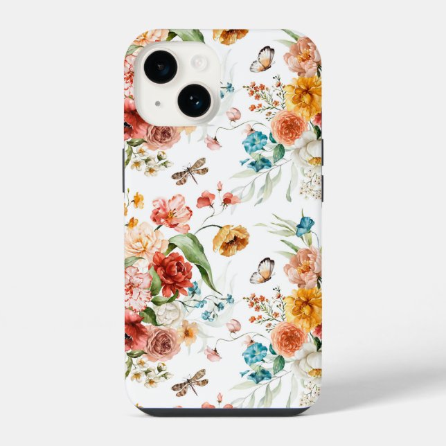 Garden Floral Pattern iPhone 14 Hülle (Rückseite)