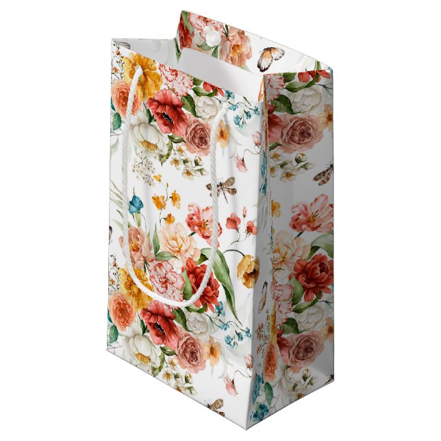 Garden Floral Pattern Kleine Geschenktüte (Vorderseite Schrägansicht)