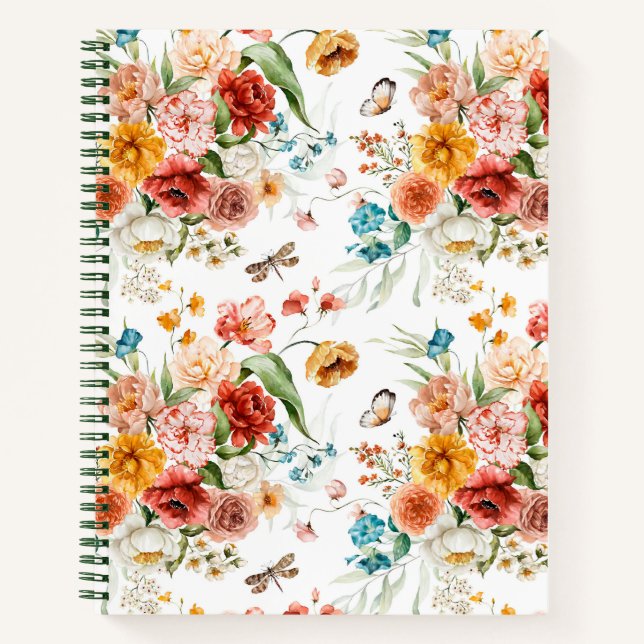 Garden Floral Pattern Notizbuch (Vorderseite)