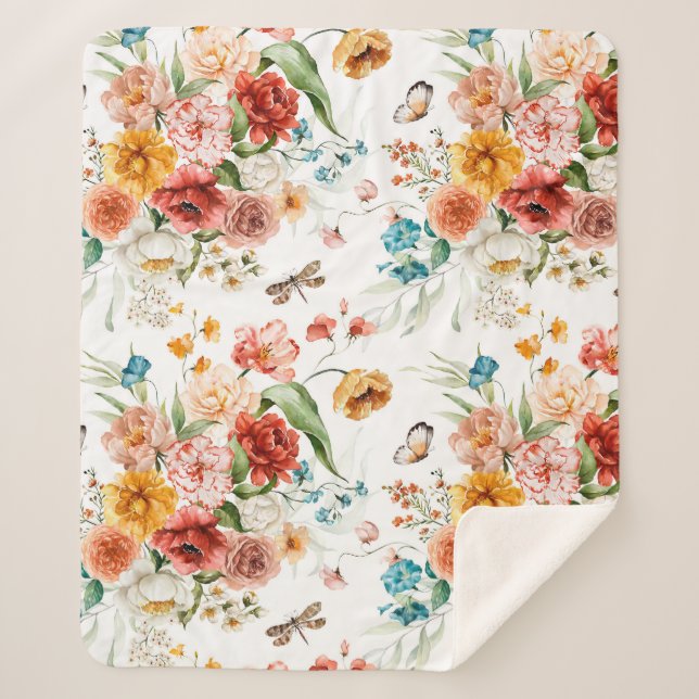 Garden Floral Pattern Sherpadecke (Vorderseite)