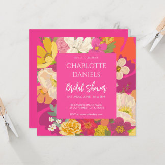 Garden Floral Pink Bridal Shower Einladung