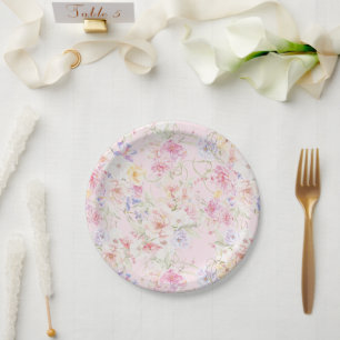 Garden Floral Wavy Wildblume Modernes Brautparty Pappteller