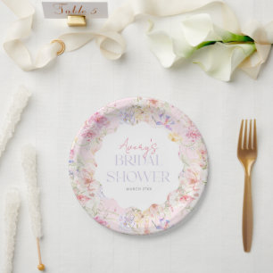 Garden Floral Wavy Wildblume Modernes Brautparty Pappteller