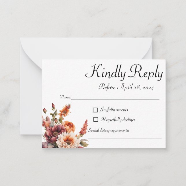 Garden Florals RSVP Card, Antwortkarte Mitteilungskarte (Vorderseite)