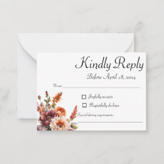 Garden Florals RSVP Card, Antwortkarte Mitteilungskarte