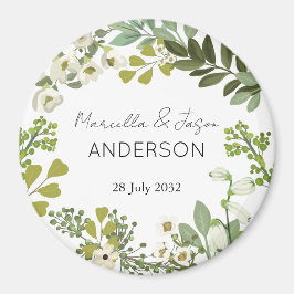 Garden Foliage Green Wreath Wedding Party Magnet