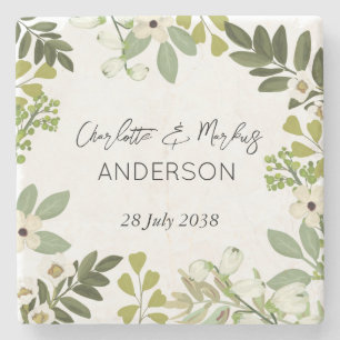 Garden Foliage Green Wreath Wedding Party Paper Steinuntersetzer