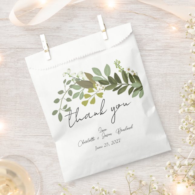 Garden Foliage Grüne Reben Hochzeit Vielen Dank Geschenktütchen (Ausgeschnitten)
