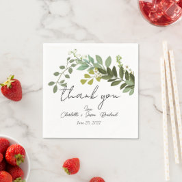 Garden Foliage Grüne Reben Hochzeit Vielen Dank Serviette