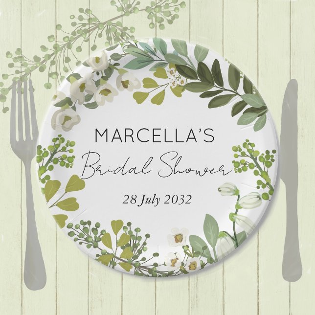 Garden Foliage Grünes Brautparty Pappteller (Von Creator hochgeladen)