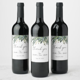 Garden Foliage Nature Green Wedding Vielen Dank Weinetikett