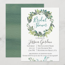 Garden Foliage Wreath Bridal Dusche Einladung