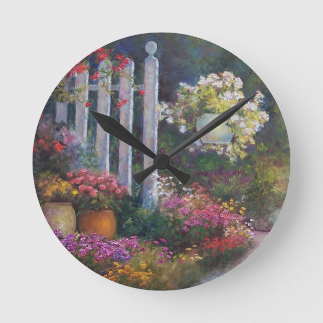 Garden Gate Runde Wanduhr (Vorderseite)