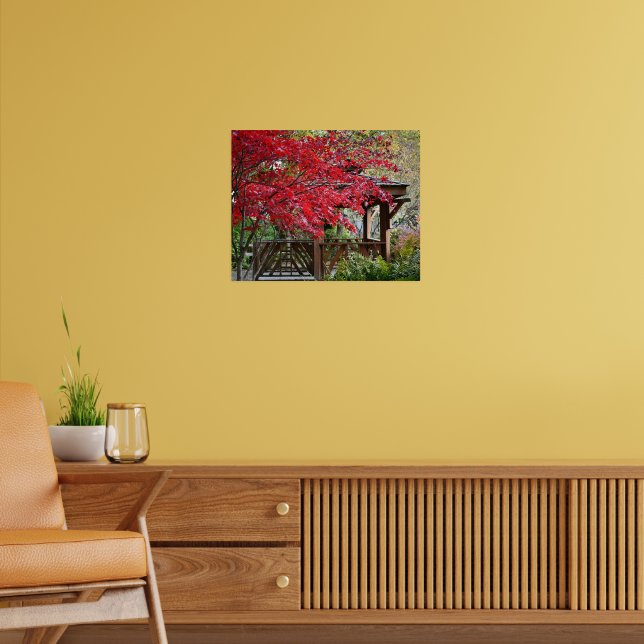 Garden Gazebo und Red Maple Blätter Poster (Wohnzimmer 2)