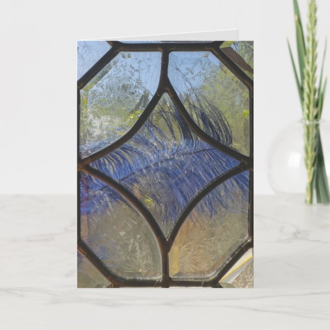Garden Geburtstag Fenster blau grün Karte (Vorderseite)