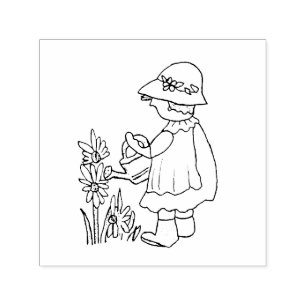 Garden Girl Briefmarke Permastempel