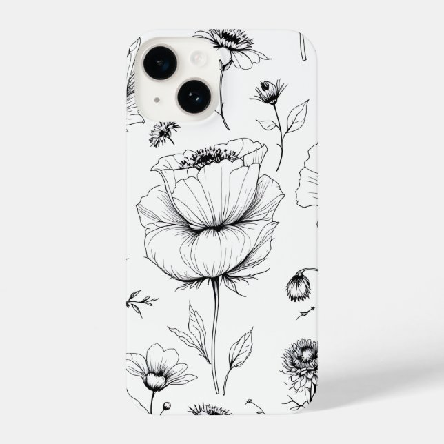 Garden Glam: Luxuriöse florale Telefonabdeckung iPhone 14 Hülle (Rückseite)